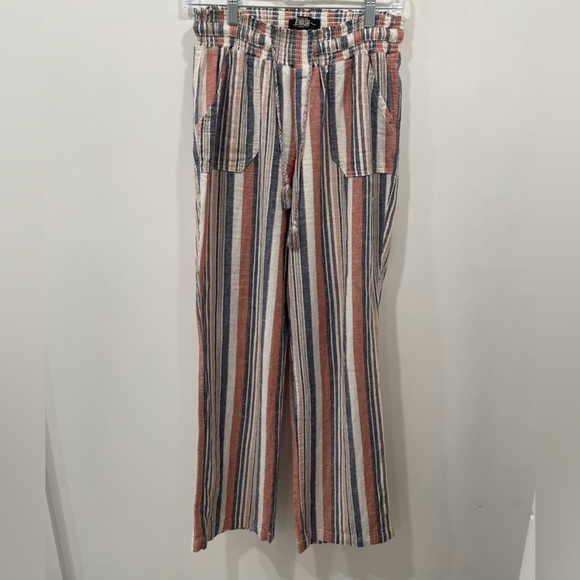 REWASH Linen Pants Size in Photos Striped Wide Leg Smocked Waist
Blue Red White - Picture 1 of 6